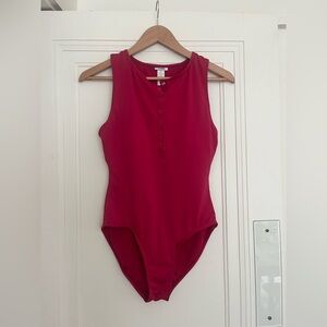 Andie Burgundy Button-Up One Piece Swimsuit